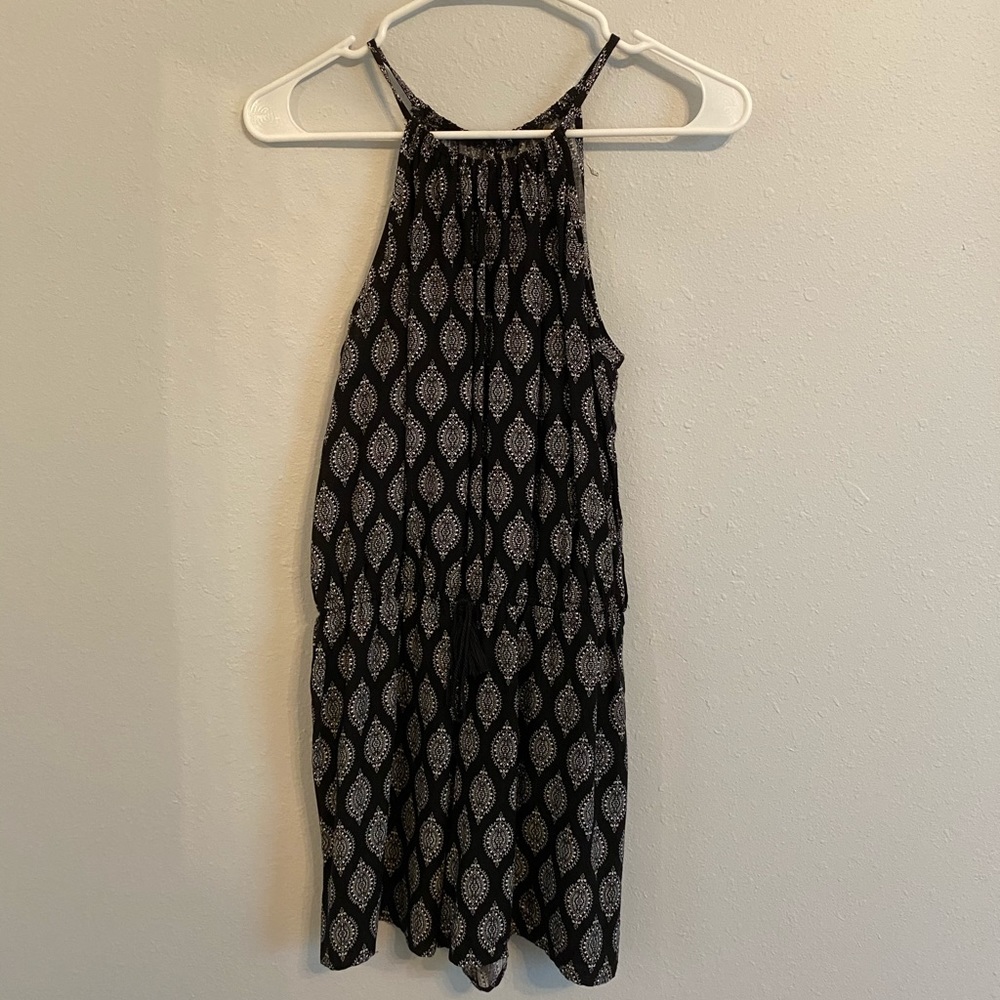 Black and white patterned romper